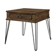 Itti 22 Inch Square Side End Table- 1 Drawer- Brown Solid Wood- Black