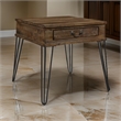 Itti 22 Inch Square Side End Table- 1 Drawer- Brown Solid Wood- Black