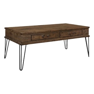 Itti 44 Inch Cocktail Coffee Table- 2 Drawers- Rectangular- Brown- Black