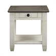 Rome 26 Inch Side End Table- Square- 1 Drawer- Brown- White- Solid Wood