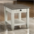 Rome 26 Inch Side End Table- Square- 1 Drawer- Brown- White- Solid Wood
