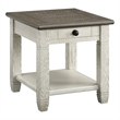 Rome 26 Inch Side End Table- Square- 1 Drawer- Brown- White- Solid Wood