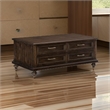 Berey 48 Inch Cocktail Coffee Table- 4 Drawers- Driftwood Brown Wood