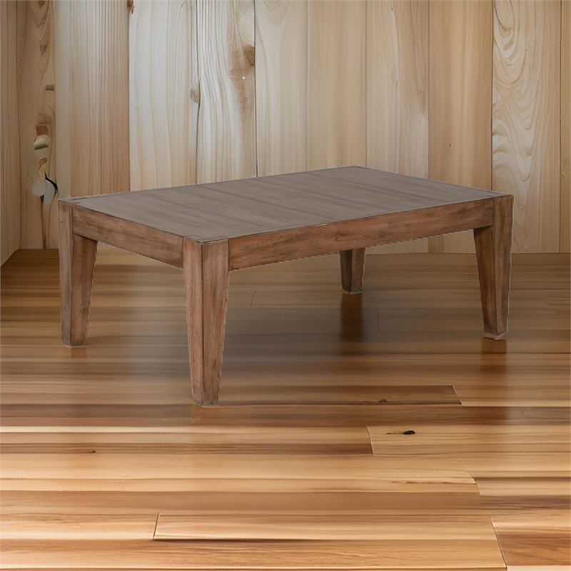 Yael Coffee Table- Tapered Legs- 48 Inch Rectangular Top- Light Brown