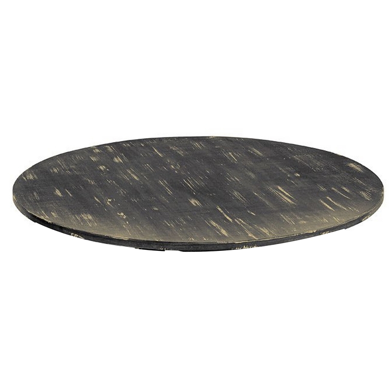 Rena Coffee Table- 36 Inch Round Top- Distressed Rustic Black Wood