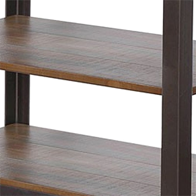 Ayka Chairside Table w 2 Shelf- Nailhead- 28 Inch Rectangular Brown