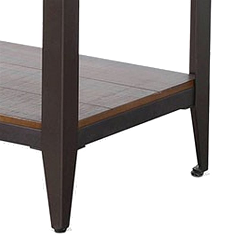 Ayka Chairside Table w 2 Shelf- Nailhead- 28 Inch Rectangular Brown