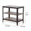 Ayka Chairside Table w 2 Shelf- Nailhead- 28 Inch Rectangular Brown