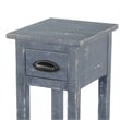 Rena Chairside Table with Drawer and Shelf- 14 Inch Blue Mahogany Wood