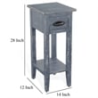 Rena Chairside Table with Drawer and Shelf- 14 Inch Blue Mahogany Wood