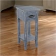 Rena Chairside Table with Drawer and Shelf- 14 Inch Blue Mahogany Wood