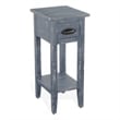 Rena Chairside Table with Drawer and Shelf- 14 Inch Blue Mahogany Wood