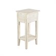 Rena Chairside Table- Drawer and Shelf- 14 Inch White Mahogany Wood
