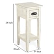 Rena Chairside Table- Drawer and Shelf- 14 Inch White Mahogany Wood