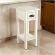 Rena Chairside Table- Drawer and Shelf- 14 Inch White Mahogany Wood