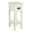 Rena Chairside Table- Drawer and Shelf- 14 Inch White Mahogany Wood