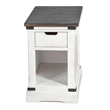 Laibi Side Table- French Country White- Brown Mahogany Wood- 26x16 Top