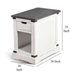 Laibi Side Table- French Country White- Brown Mahogany Wood- 26x16 Top