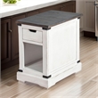 Laibi Side Table- French Country White- Brown Mahogany Wood- 26x16 Top