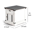 Laibi Side Table- French Country White- Brown Mahogany Wood- 26x22 Top