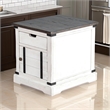 Laibi Side Table- French Country White- Brown Mahogany Wood- 26x22 Top