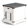 Laibi Side Table- French Country White- Brown Mahogany Wood- 26x22 Top