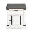 Laibi Side Table- French Country White- Brown Mahogany Wood- 26x22 Top