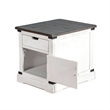 Laibi Side Table- French Country White- Brown Mahogany Wood- 26x22 Top