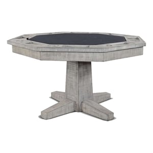 Zeka Game Table w Reversible Dining Top- Gray Mahogany Wood 53 Inch