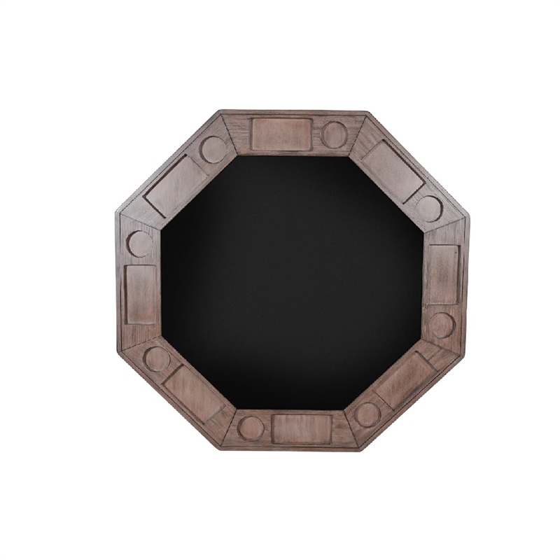 Yael Game Table w Reversible 53 Inch Black Felt Tabletop- Brown Mahogany Wood