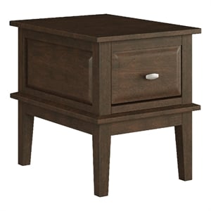 Minal End Table with 1 Drawer- Brown Cherry Birch Wood 24 Inch