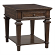 Tabby Side End Table with Drawer and Shelf- Brown Birch Wood 28 Inch