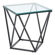 Lucas Side End Table- Clear Glass Top- Geometric Frame- Black Metal