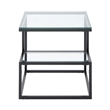 Elena End Table with 2-Tier Design- Glass Top and Shelf- Black Metal