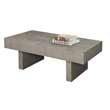 Lezy Coffee Table- 52 Inch- Gray Oak Wood Top- Double Pedestal Base