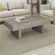 Lezy Coffee Table- 52 Inch- Gray Oak Wood Top- Double Pedestal Base