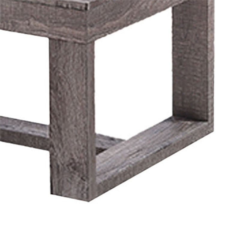 Knic Coffee Table- 48 Inch- Gray Rectangular Top- Double Pedestal Base