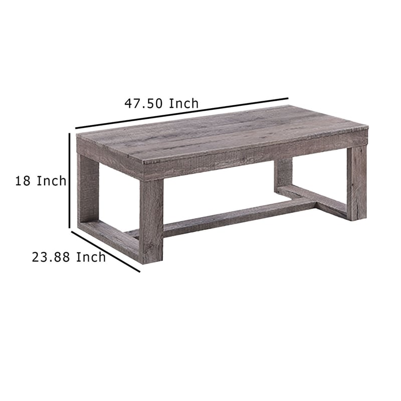 Knic Coffee Table- 48 Inch- Gray Rectangular Top- Double Pedestal Base
