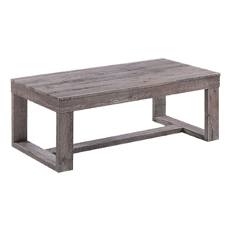 Knic Coffee Table- 48 Inch- Gray Rectangular Top- Double Pedestal Base