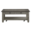 Rome 48 Inch Cocktail Table- 2 Drawers- Casters- Brown and Gray Solid Wood