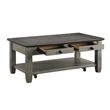 Rome 48 Inch Cocktail Table- 2 Drawers- Casters- Brown and Gray Solid Wood