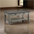 Rome 48 Inch Cocktail Table- 2 Drawers- Casters- Brown and Gray Solid Wood