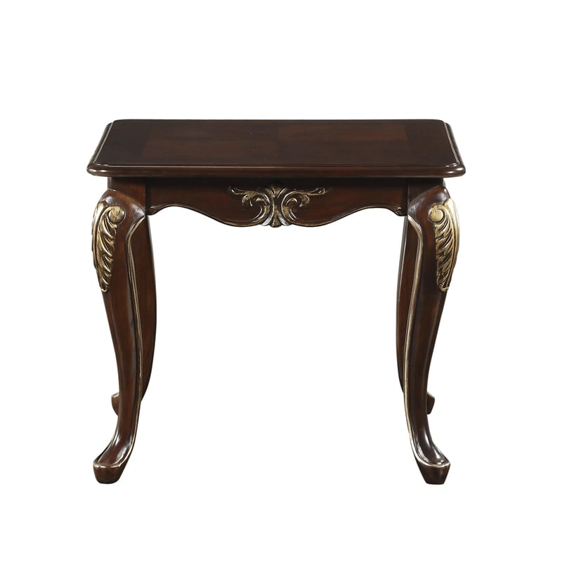 Croy 28 Inch Side End Table- Classic Cabriole Legs- Dark Cherry Brown