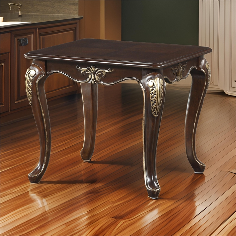 Croy 28 Inch Side End Table- Classic Cabriole Legs- Dark Cherry Brown