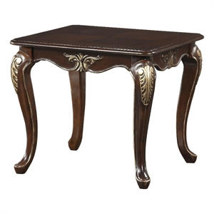 Croy 28 Inch Side End Table- Classic Cabriole Legs- Dark Cherry Brown