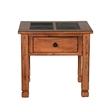 Marv Side End Table w Drawer- 26 Inch Square Slate Inlay Top- Brown
