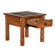 Marv Side End Table w Drawer- 26 Inch Square Slate Inlay Top- Brown