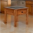 Marv Side End Table w Drawer- 26 Inch Square Slate Inlay Top- Brown