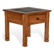 Marv Side End Table w Drawer- 26 Inch Square Slate Inlay Top- Brown