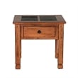 Marv Side End Table w Drawer- 26 Inch Square Slate Inlay Top- Brown